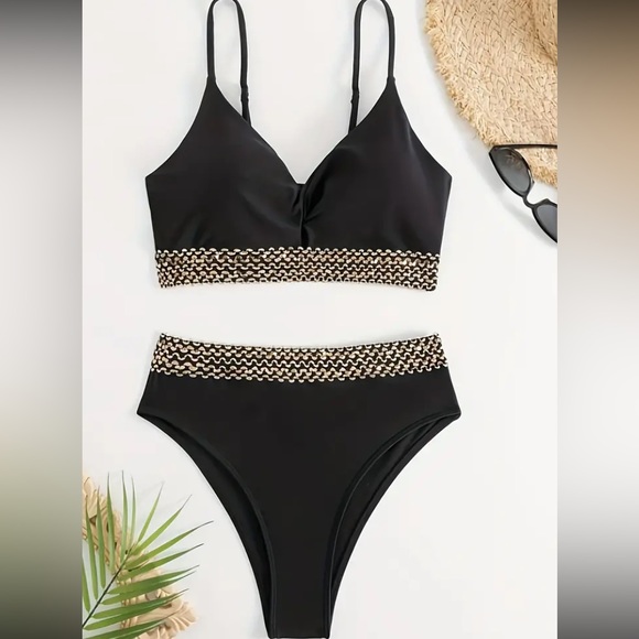 Boho gold trim bikini swimsuit - Picture 5 of 5